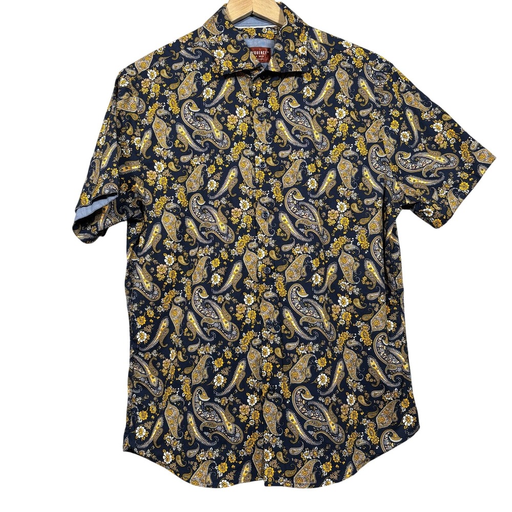 Consequence Button‎ Down Shirt Mens Medium Paisley Short Sleeve